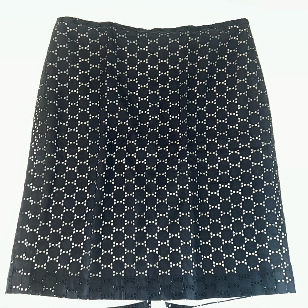 LOFT womens navy‎ eyelet LINED skirt Cotton Classic Business Causal Y2K size 10
